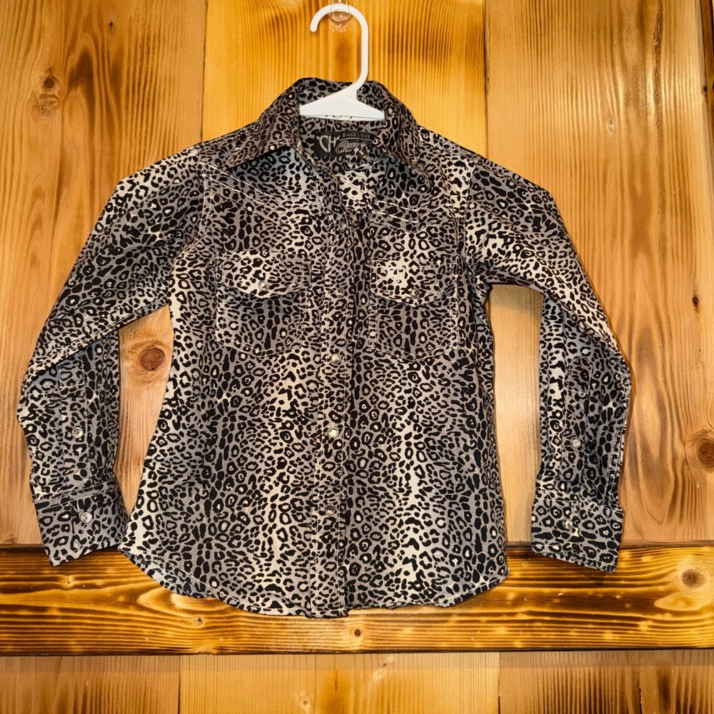 Chic Leopard Print Kids Button Down Shirt